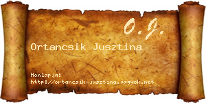Ortancsik Jusztina névjegykártya